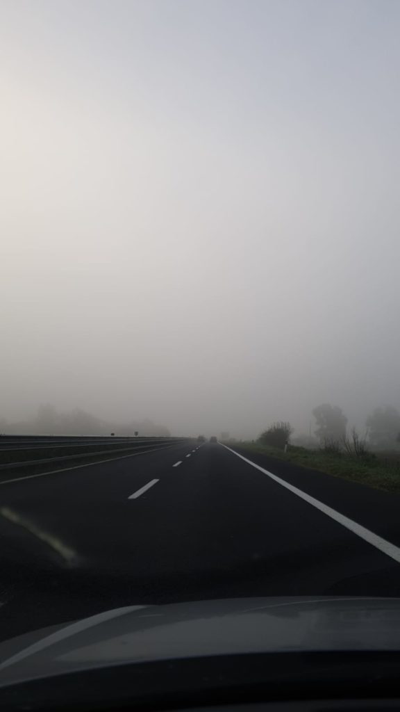 Nebbia sulla A 12 tra Cerveteri e Fiumicino