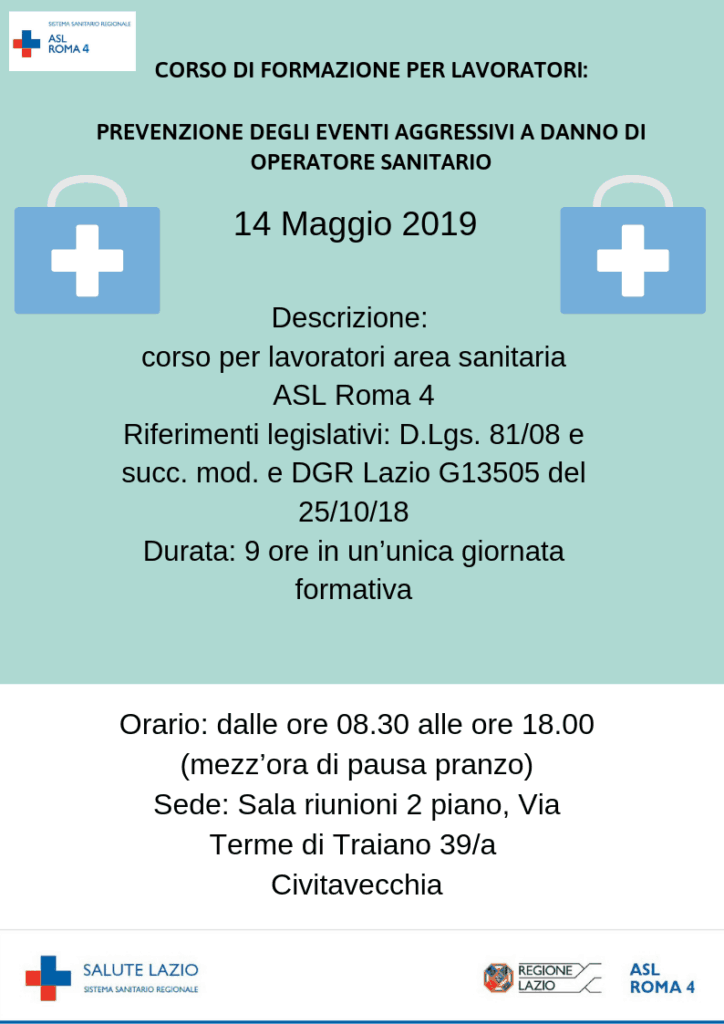 Bracciano, al via il corso di formazione per gli eventi aggressivi a danno degli operatori sanitari