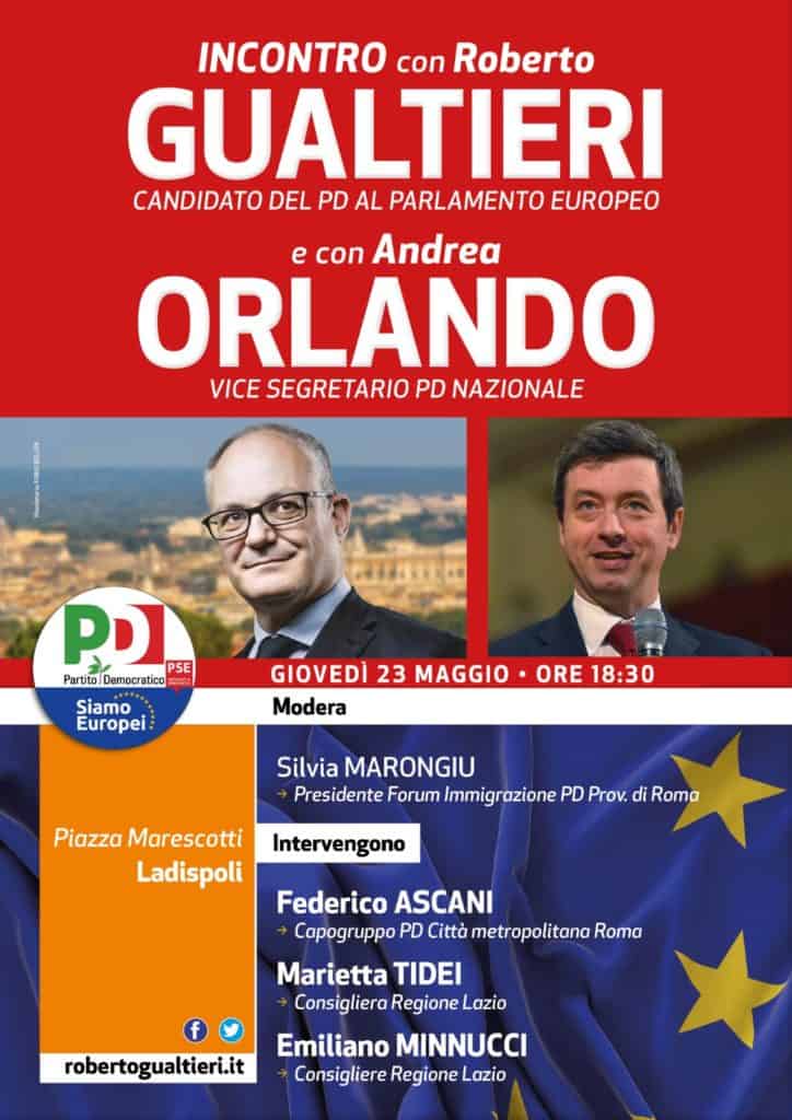 PD Ladispoli, giovedì l’incontro col candidato alle europee Roberto Gaultieri