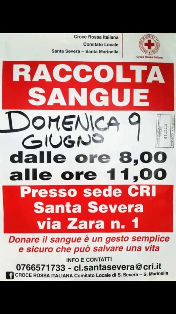 Santa Severa vi aspetta domenica per donare il sangue