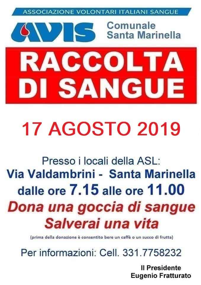 Santa Marinella, Avis: organizzata raccolta sangue per il 17 agosto