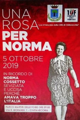 Civitavecchia, sabato 5 ottobre 2019 sarà ricordato il sacrificio di Norma Cossetto