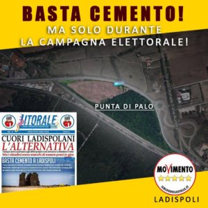 M5S Ladispoli: ''Basta cemento a Ladispoli, ma solo durante la campagna elettorale''