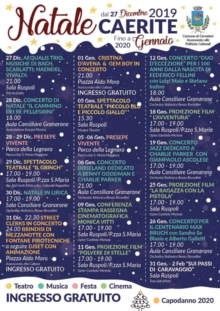 Natale Caerite 2019, ancora tanti appuntamenti tra jazz, teatro e cinema
