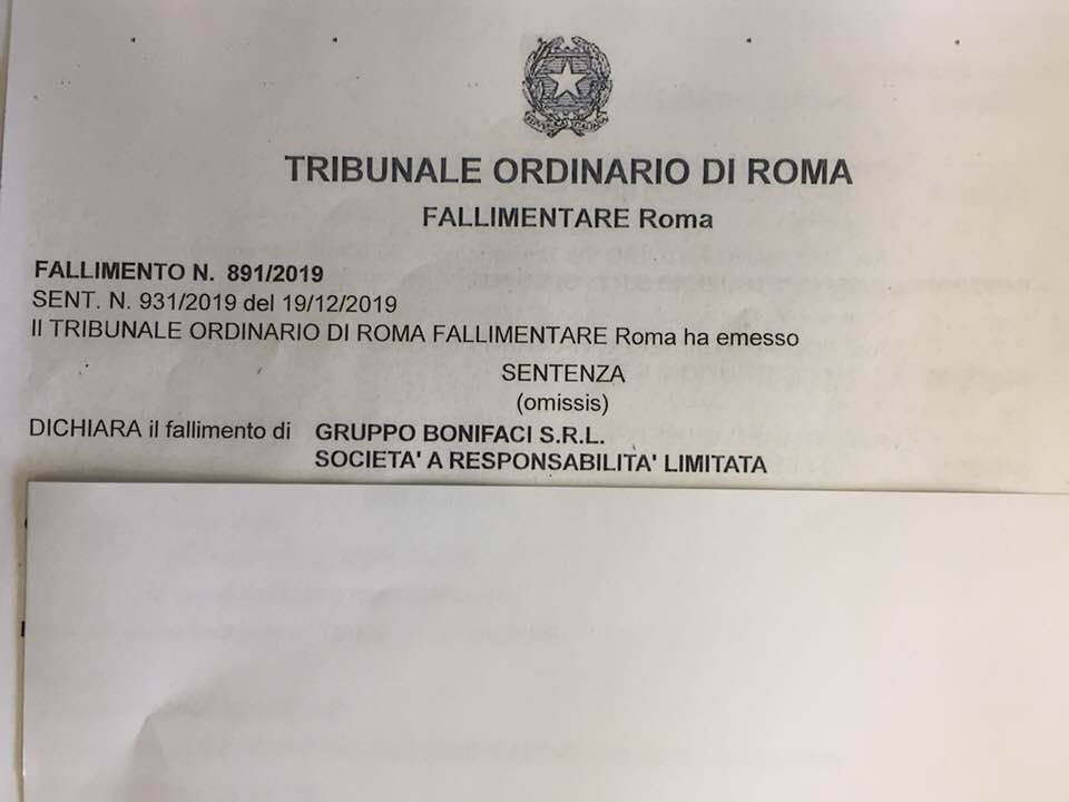 Cerveteri, sul fallimento del gruppo Bonifaci, De Angelis-Orsomando: "Avevamo ragione noi"