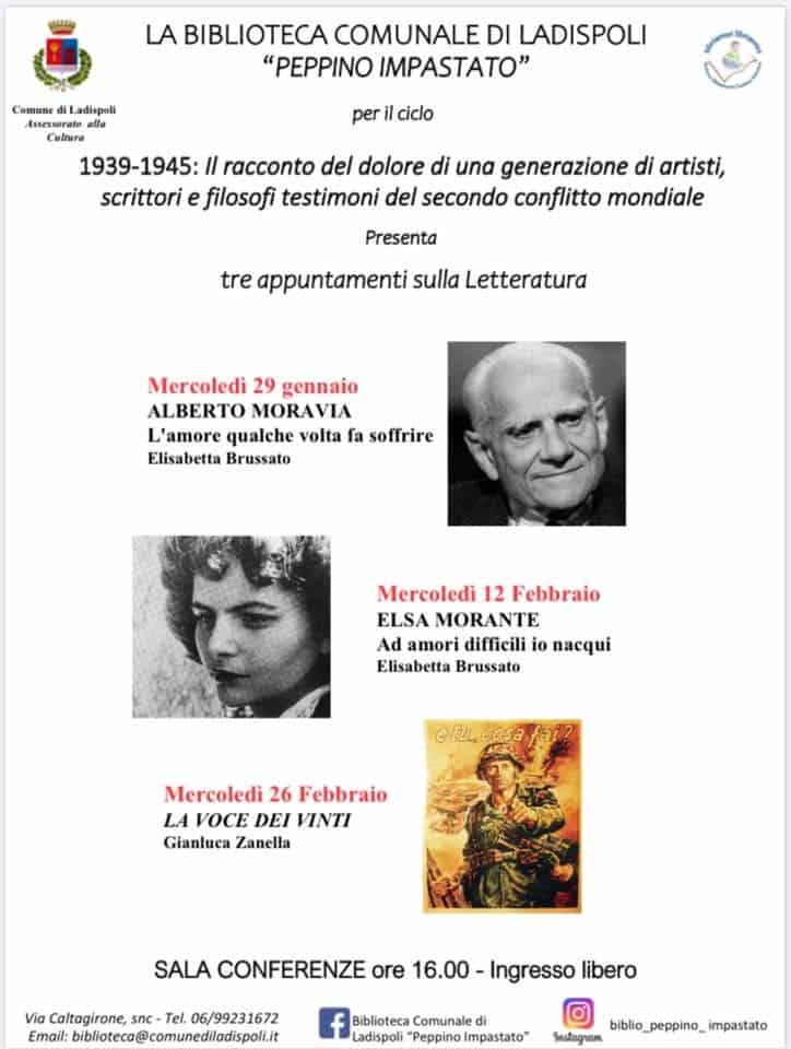 Ladispoli, domani "Alberto Moravia: l'amore qualche volta fa soffrire"