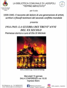 Ladispoli, conferenza '1914-1945: La guerra dei trent'anni del xx secolo' a cura di Elio Di Michele