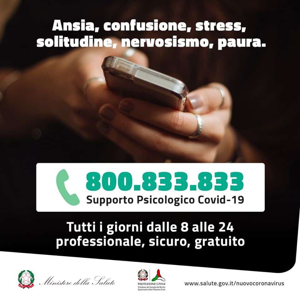 Covid-19, attivo il numero di supporto psicologico
