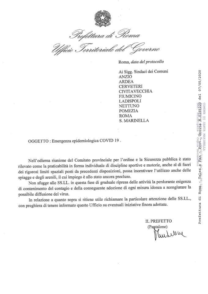 Santa Marinella, il Prefetto dà ragione al sindaco sullo sport e i bagni a mare