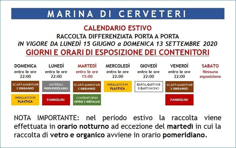 Porta a porta Cerveteri, dal 15 giugno il nuovo calendario estivo