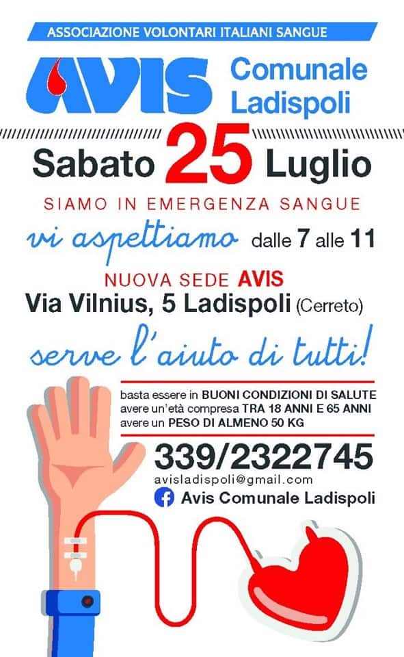Ladispoli, "siamo in emergenza sangue"