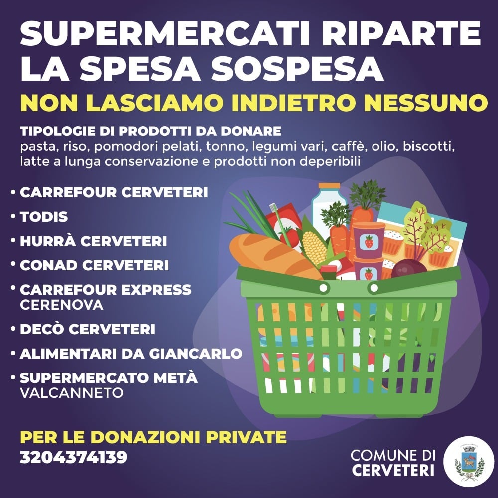 Cerveteri: farmaco sospeso e carrello solidale, rilanciato l'appuntamento con la solidarietà