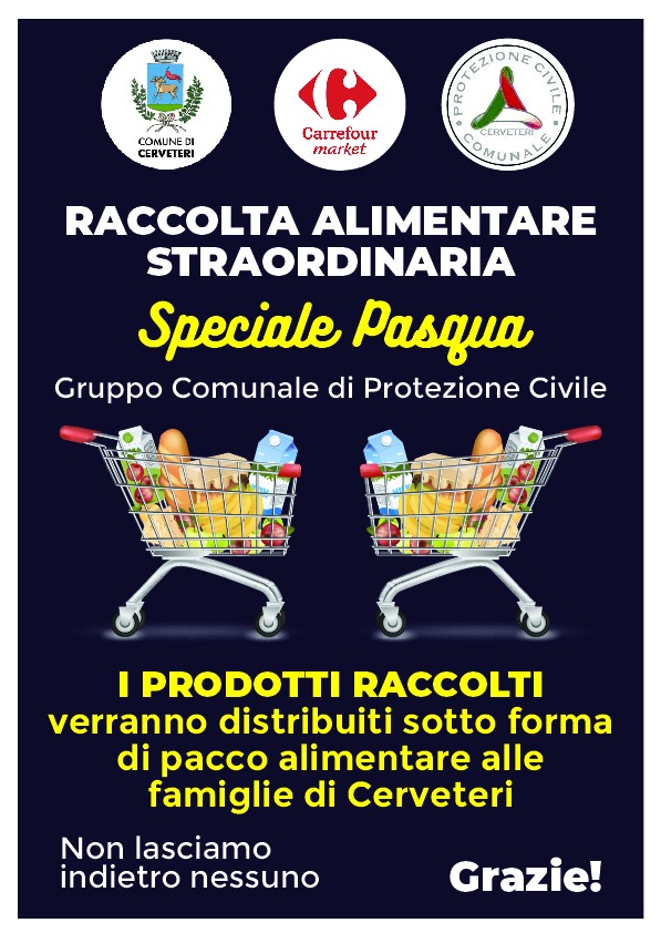 Cerveteri, non lasciamo indietro nessuno: sabato 27 marzo raccolte straordinarie al Carrefour e al Maury’s
