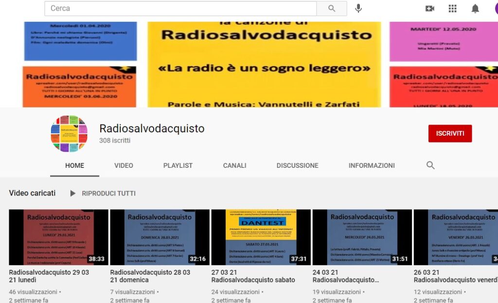 La Salvo D'Acquisto di Cerveteri su youtube, Pascucci: "Raggiungiamo le mille iscrizioni"