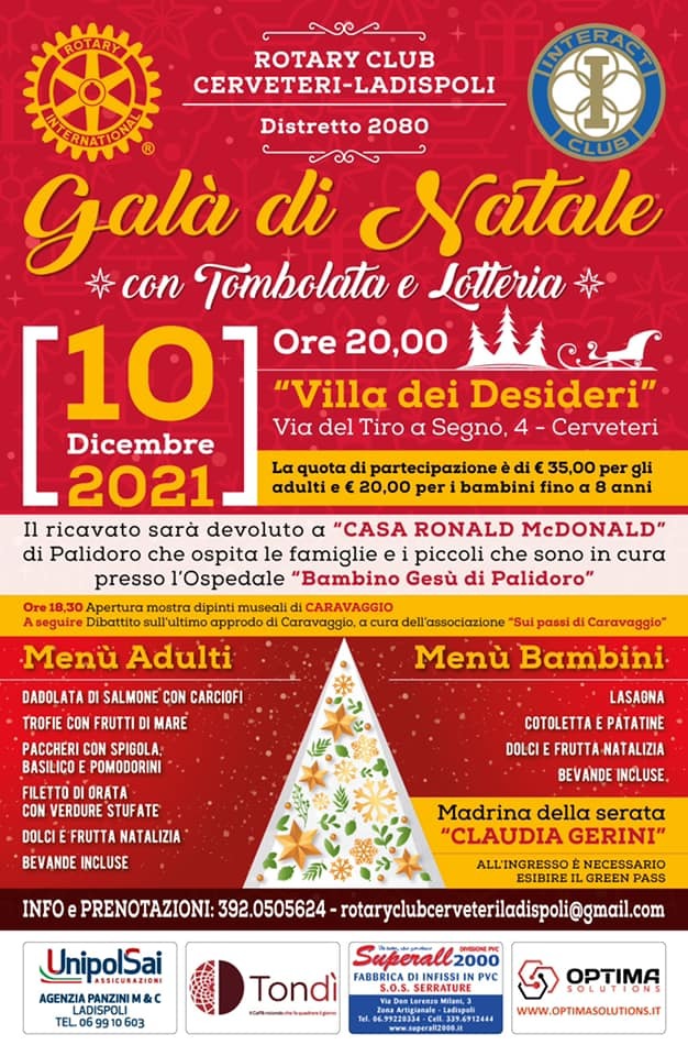 Rotary club Cerveteri-Ladispoli: Claudia Gerini madrina del Galà di Natale