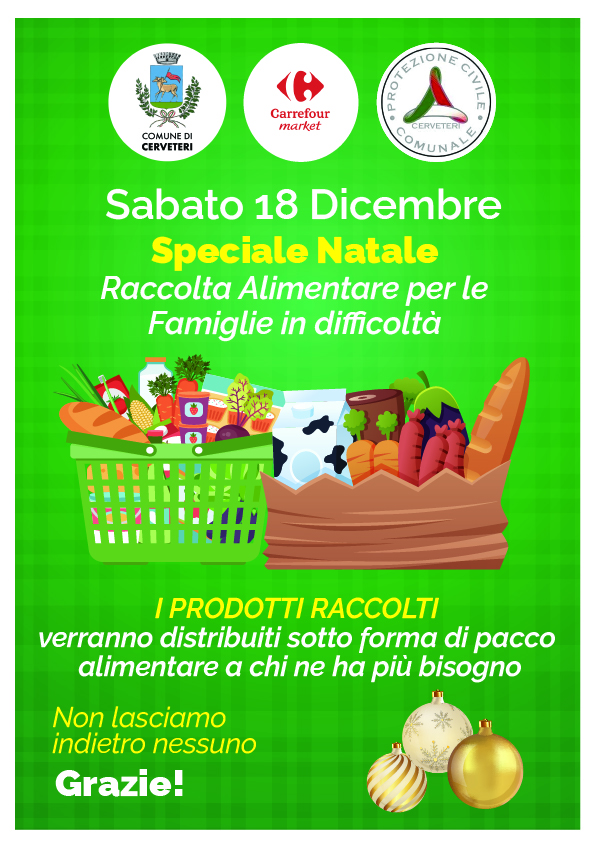 Cerveteri: sabato maxi-raccolta natalizia al Carrefour e al Maury’s
