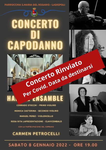 Ladispoli: rinviato il concerto musicale di sabato 8 gennaio causa Covid