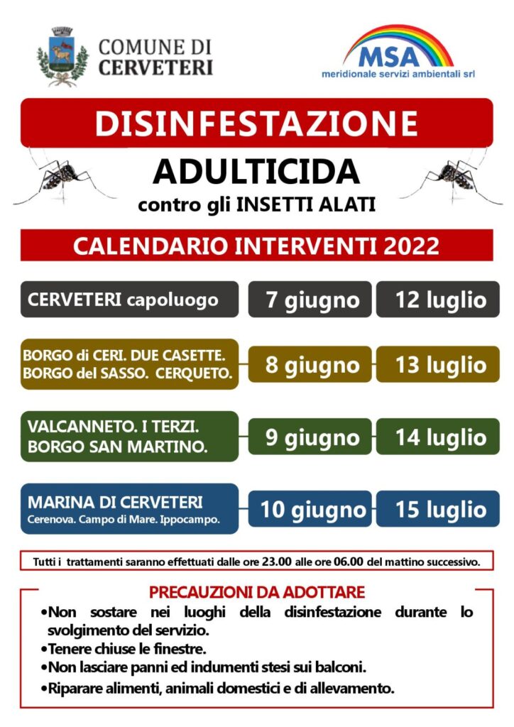 Cerveteri disinfestazione zanzara