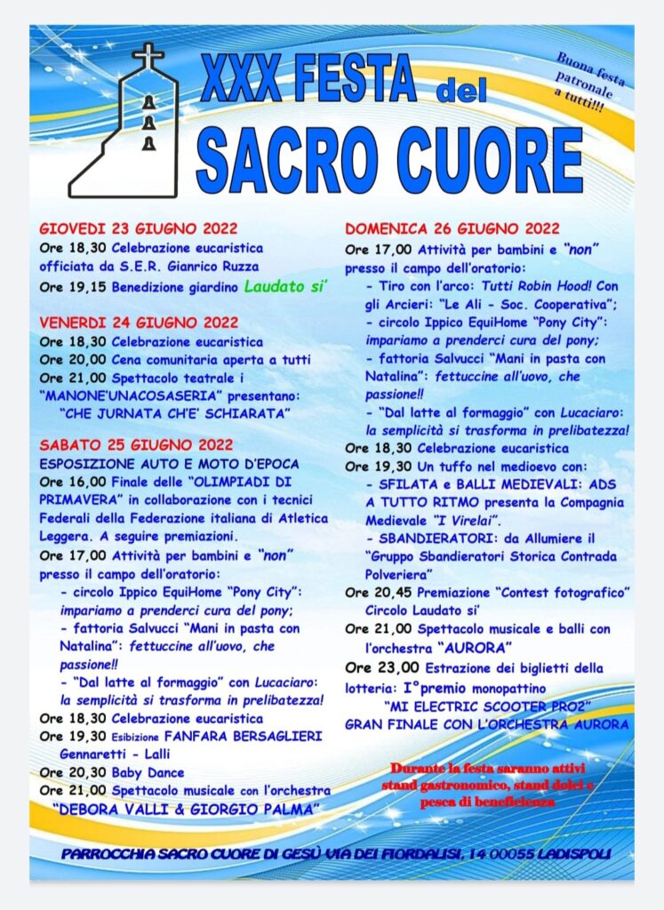 Ladispoli, tanti appuntamenti per la trentesima festa del Sacro Cuore 