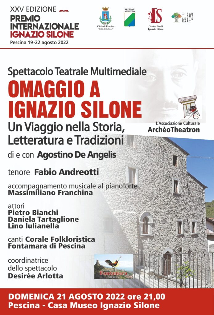 Nel Comune di Pescina lo spettacolo dedicato a Silone di e con Agostino De Angelis