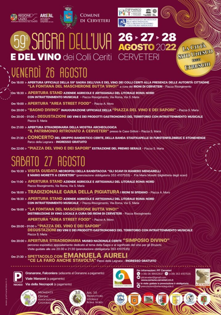 Cerveteri: scalda i motori la Sagra dell'Uva e del vino dei Colli Ceriti