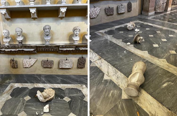 Turista americano in visita ai Musei Vaticani abbatte 2 statue