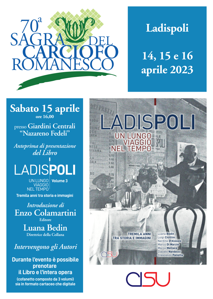 Sagra del Carciofo: sabato anteprima di presentazione del libro “Ladispoli – Un lungo viaggio nel tempo – Volume 3 – Tremila anni tra storia e immagini”