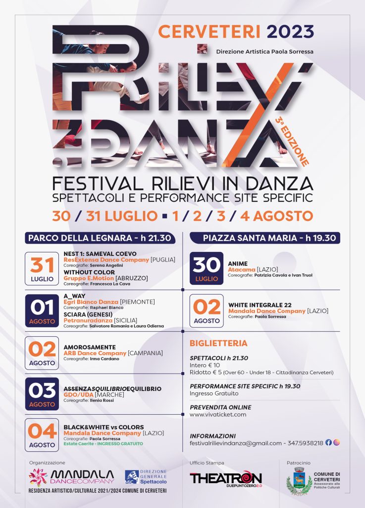 Cerveteri, dal 30 luglio al 4 agosto la terza edizione del "Festival Nazionale di Rilievi in Danza"