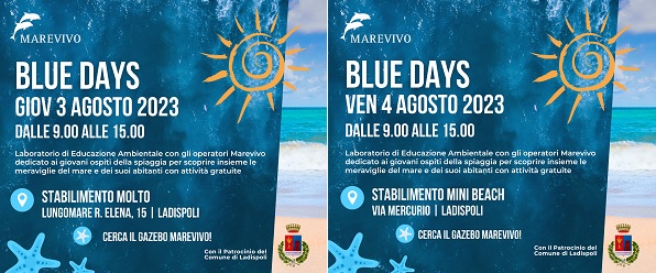 Marevivo: i Blue Days a Ladispoli 3 e 4 agosto – proseguiranno nelle scuole che vorranno aderire