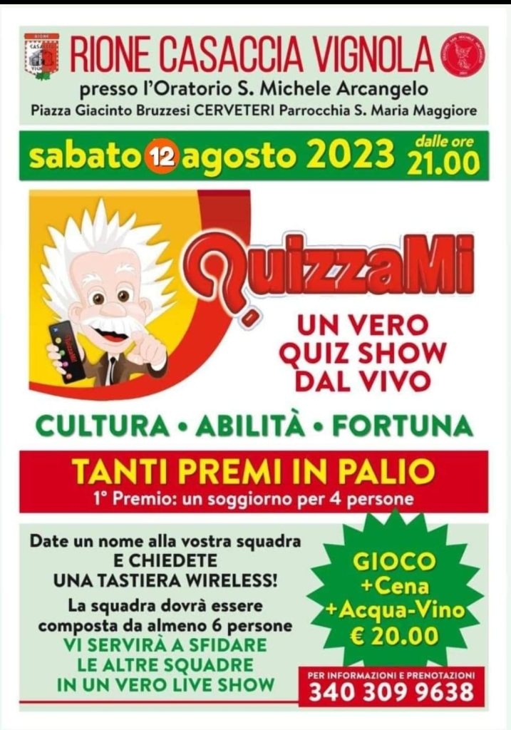 Quizzami torna davvero, la serata cult sabato a Cerveteri