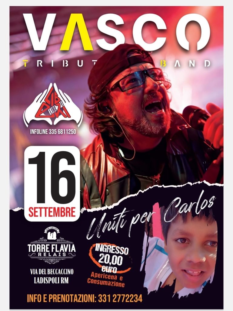 Uniti per Carlos: sabato 16 settembre a Ladispoli una serata di beneficenza per raccogliere fondi per una nuova terapia che potrebbe cambiargli la vita