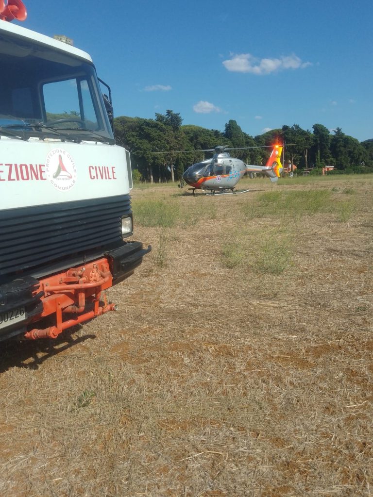 Ladispoli, a fuoco un uliveto. Sul posto i vigili del fuoco e la protezione civile di Cerveteri