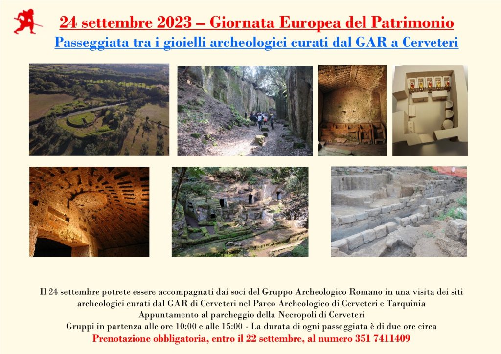 Giornate Europee del Patrimonio: il GAR organizza due passeggiate archeologiche all’interno dell’area della Banditaccia a Cerveteri