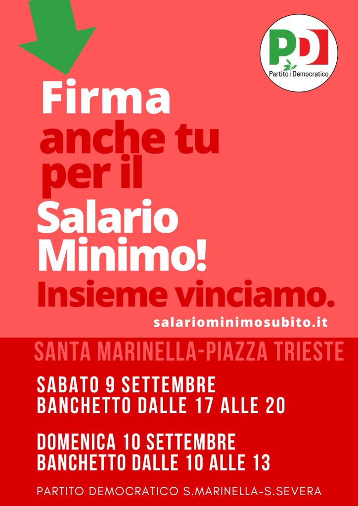 A Santa Marinella arriva la raccolta firme del PD per il salario minimo