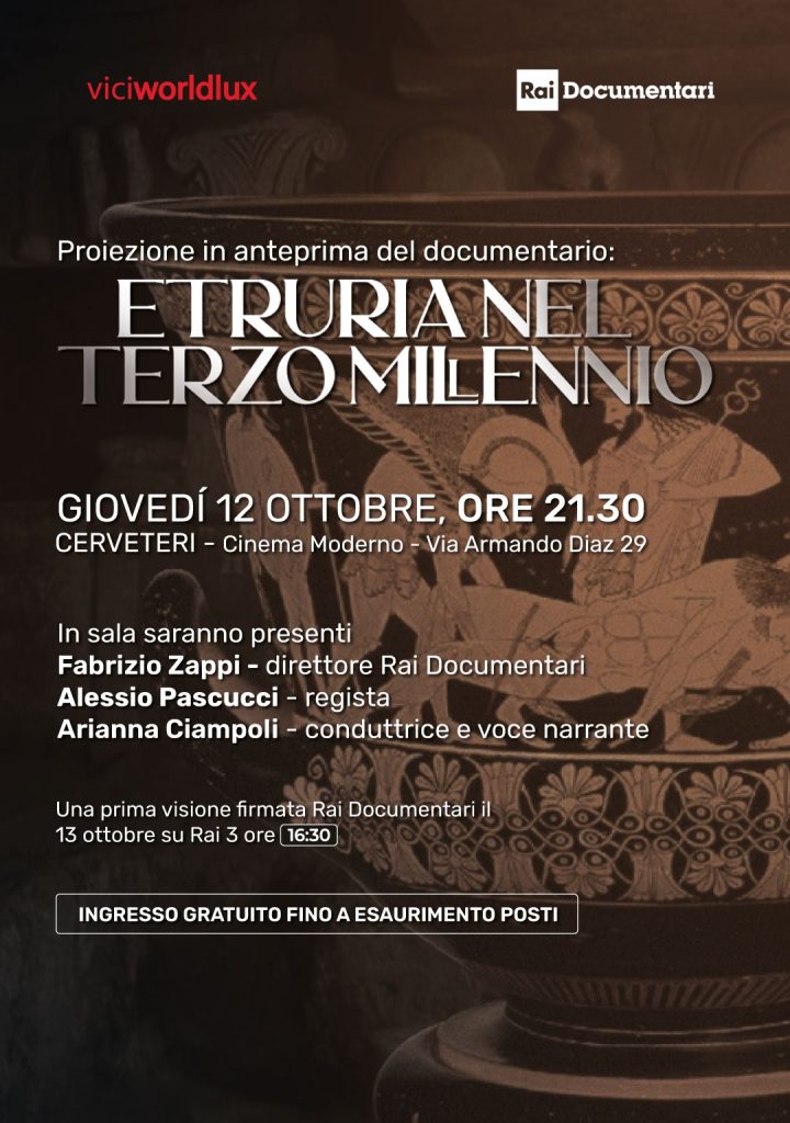 “Etruria nel Terzo Millennio”, il documentario Rai su Cerveteri proiettato in anteprima nazionale al Cinema Moderno