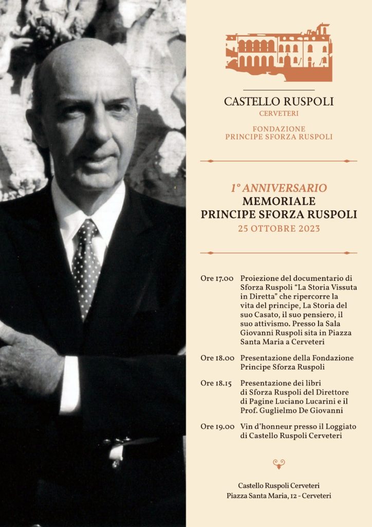 Cerveteri, a Castello Ruspoli il memoriale ad un anno dalla scomparsa del principe Sforza