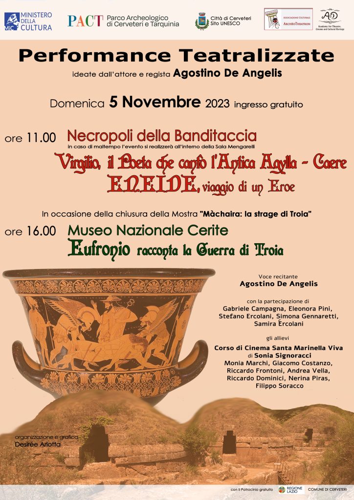 Cerveteri, “Domenica al Museo”: due appuntamenti con il teatro, alla Necropoli della Banditaccia e al Museo Cerite con Agostino De Angelis