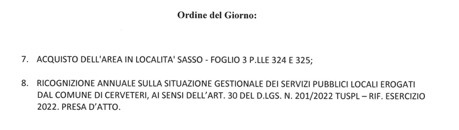 Cerveteri, il Consiglio Comunale si riunisce il 28 dicembre