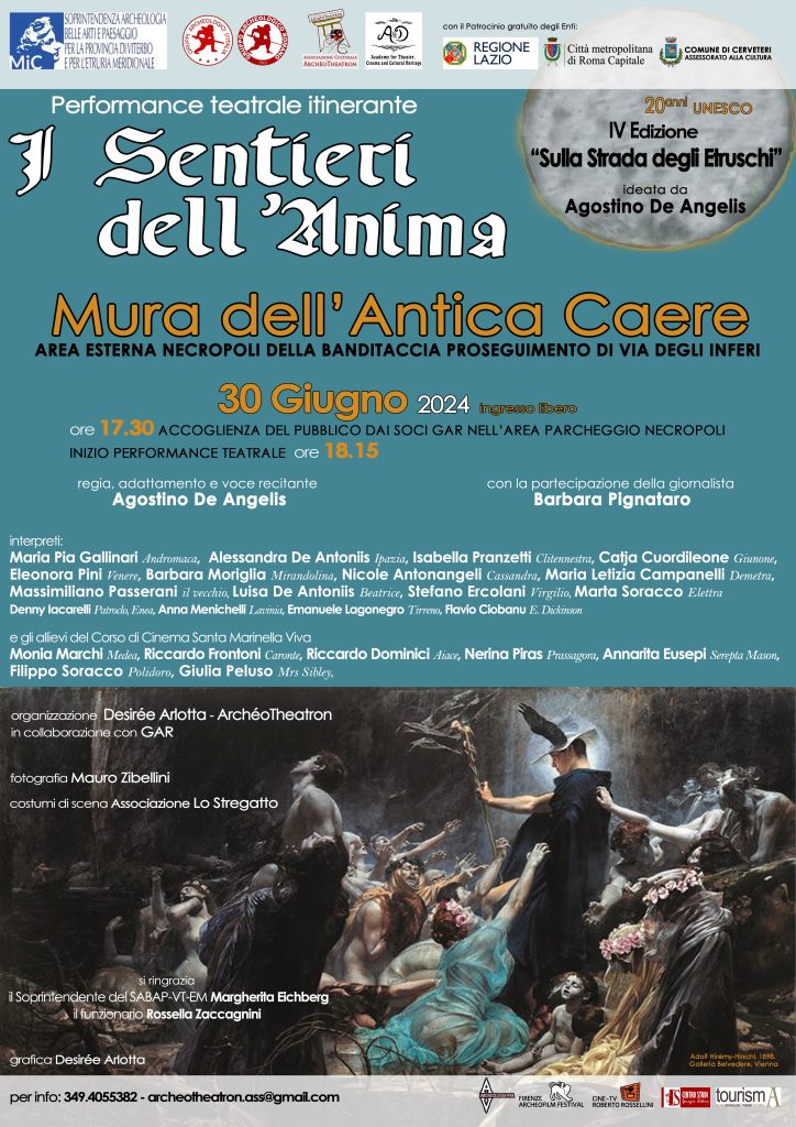 “I Sentieri dell’Anima”, domenica suggestivo spettacolo alla Necropoli della Banditaccia