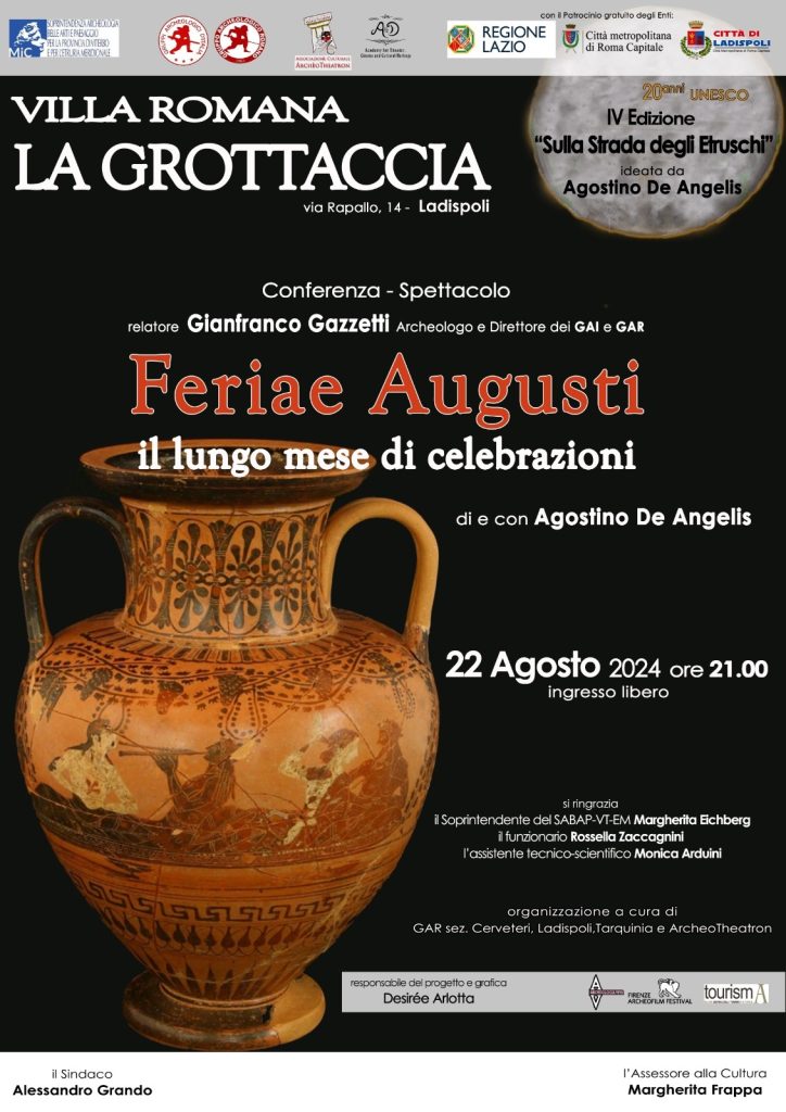 “Feriae Augusti – Il lungo mese di celebrazioni”: giovedì 22 conferenza-spettacolo alla Grottaccia
