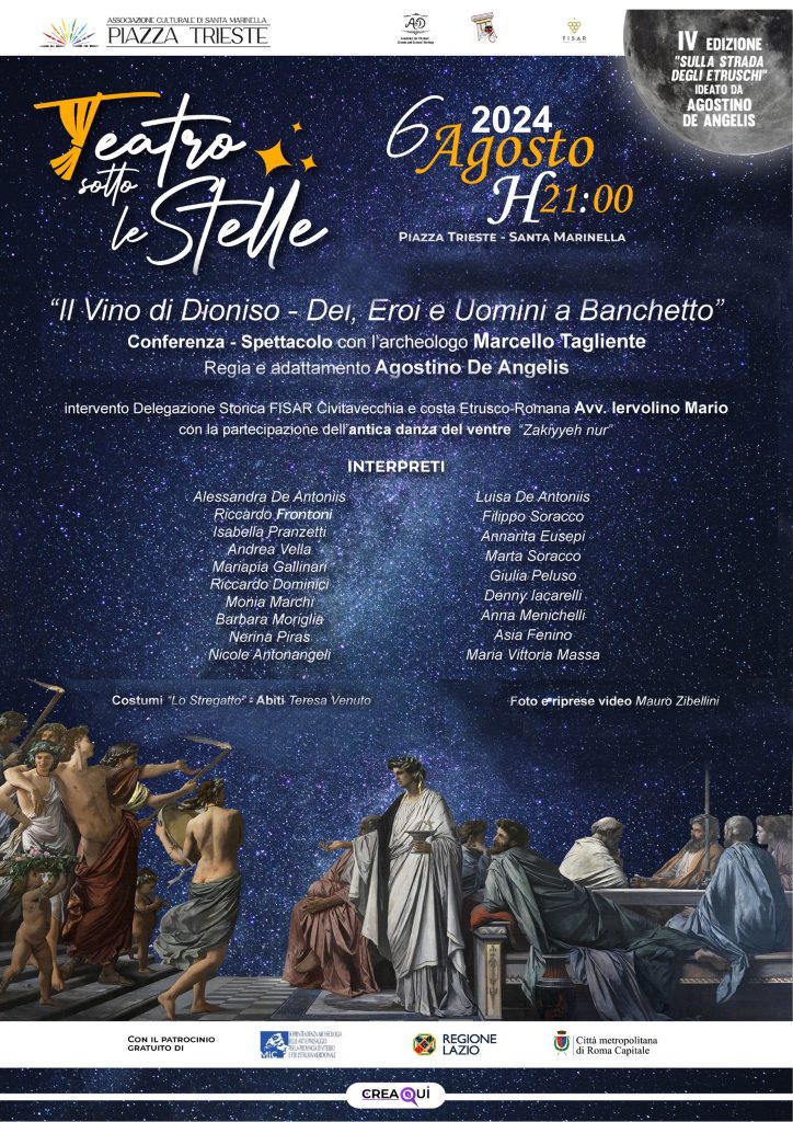 Santa Marinella: teatro sotto le stelle in piazza Trieste con l'archeologo Marcello Tagliente ed Agostino De Angelis