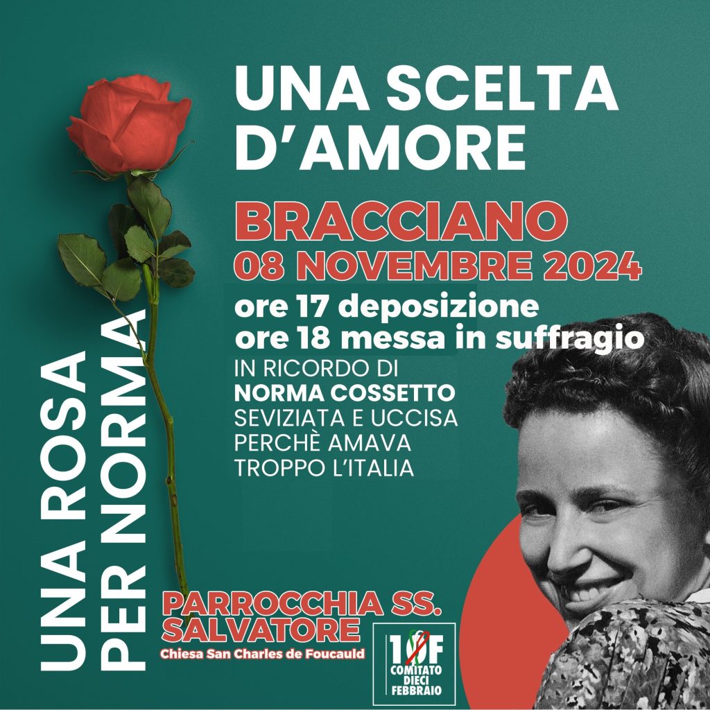 Bracciano, l'8 novembre si svolgerà una  manifestazione, in ricordo di Norma Cossetto 