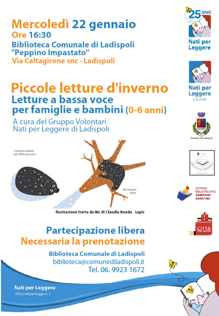 Ladispoli, piccole letture d'inverno: in Biblioteca mercoledì 22 gennaio letture per bambini 0-6 anni