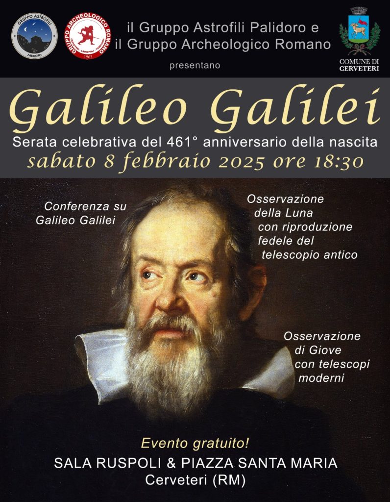 Cerveteri, sabato in Piazza Santa Maria conferenza e osservazione del cielo anche con il telescopio di Galileo Galilei