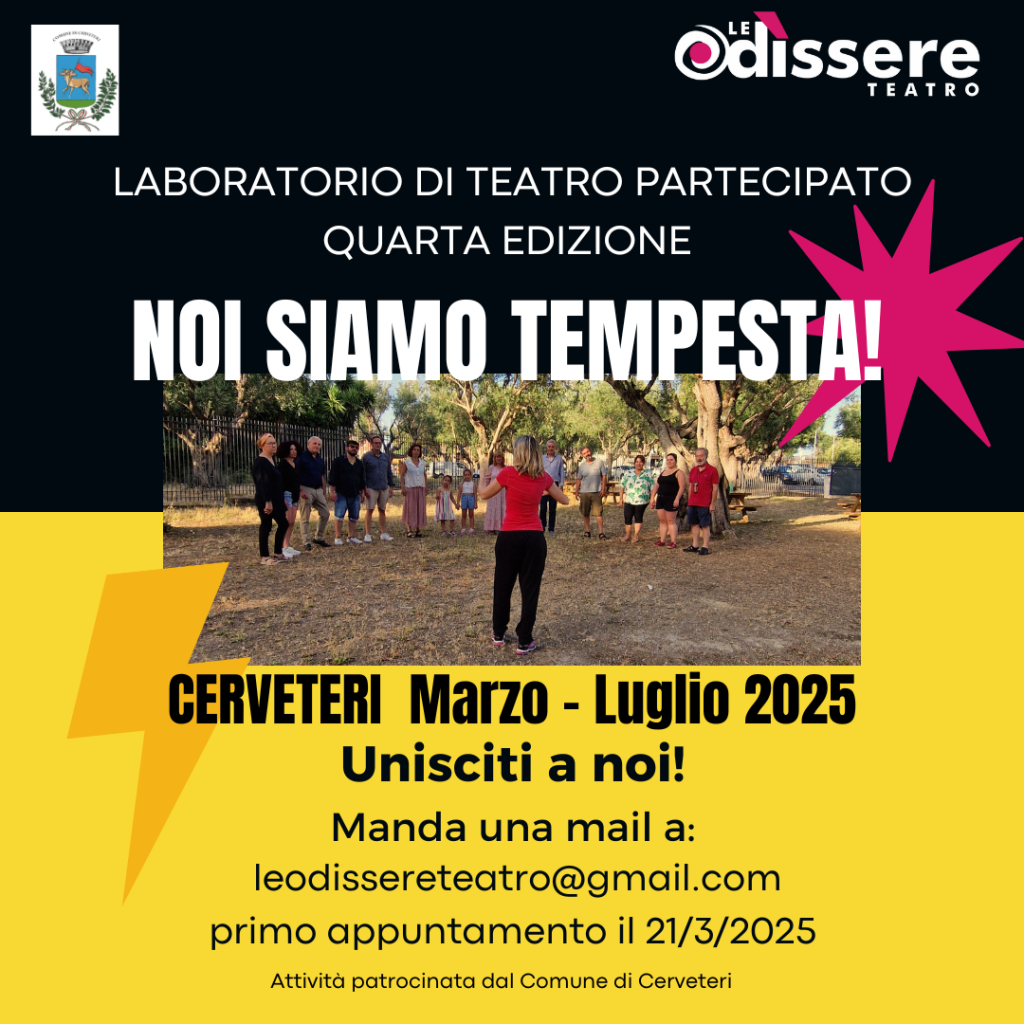 "Noi Siamo Tempesta": aperte le iscrizioni per il teatro partecipato a Cerveteri