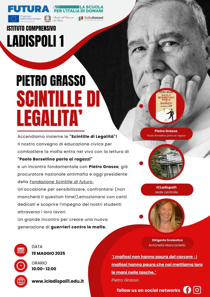 L’I.C. Ladispoli 1 accende le “Scintille di Futuro” con Pietro Grasso