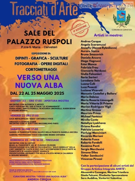 Cerveteri, dalla prossima settimana il via della mostra artistica “Verso Una Nuova Alba”