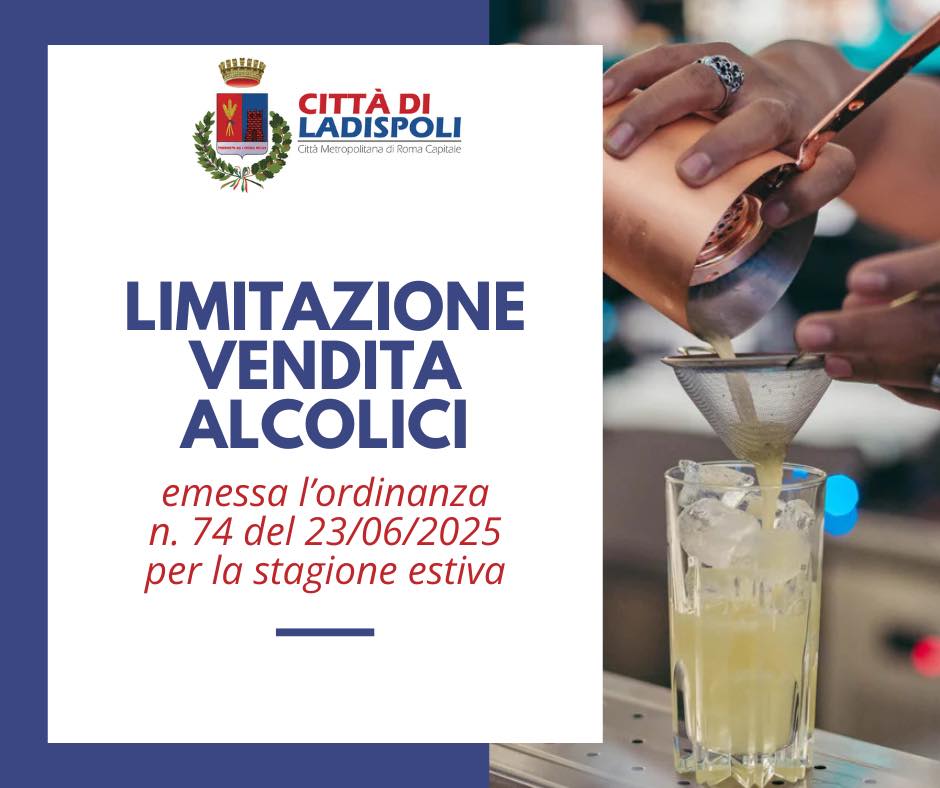 Ladispoli: dal 27 giugno al 21 settembre in vigore l'ordinanza per limitare il consumo di alcolici