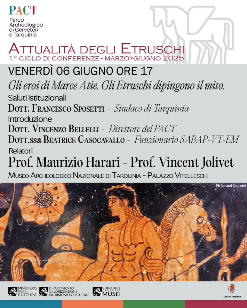 Museo archeologico di Tarquinia, il 6 giugno si svolgerà la conferenza: “Gli eroi di Marce Atie. Gli Etruschi dipingono il mito”