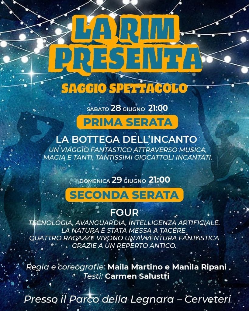 Rim e Dimensione Danza 2000 aprono la stagione estiva di Cerveteri: quattro grandi serate di danza e spettacolo al Parco della Legnara